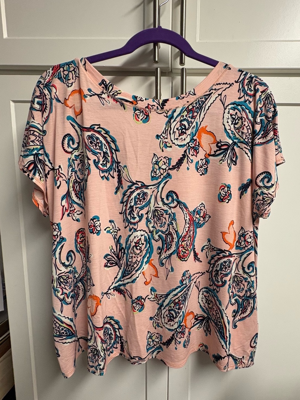 Women's Paisley Short Sleeve Top - Pink
